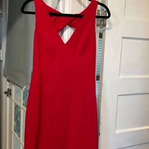 Red Sleeveless V neck Vince Camuto Dress with open back